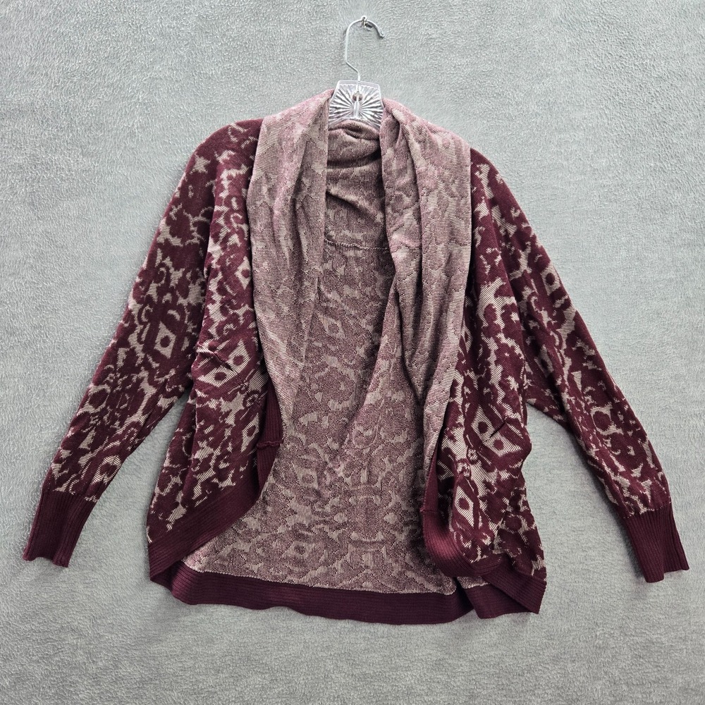 Abercrombie‎ & Fitch Women Sweater Medium Red Floral Cardigan Open Front